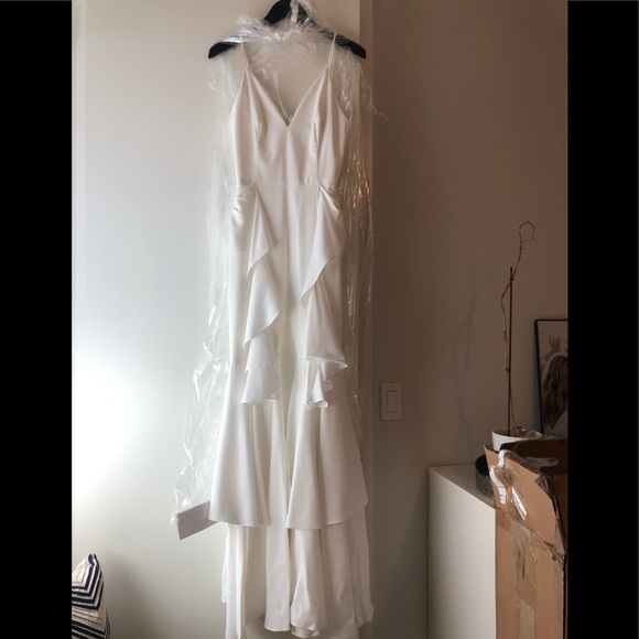 PatBo Ruffle Maxi Dress White Bridal Shower Engagement Party Wedding Size 2 - Picture 5 of 13